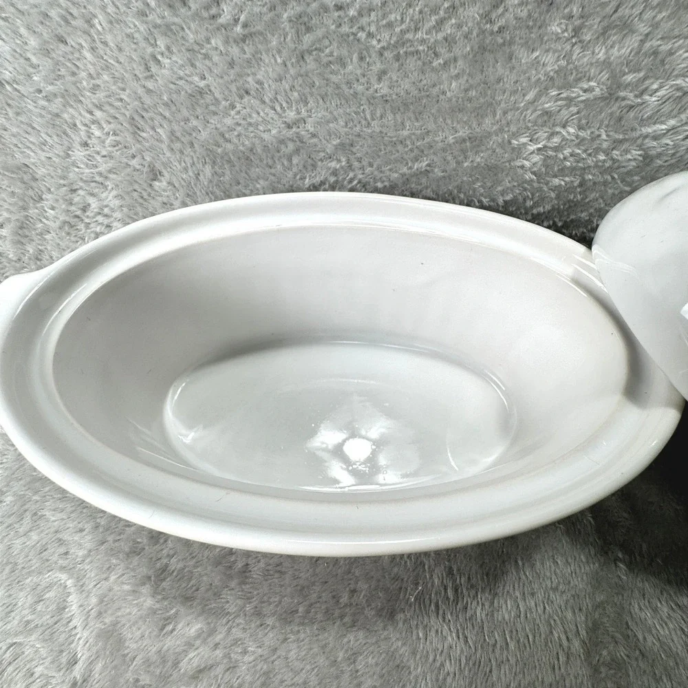 Pier 1 Imports Made in France Duck on a Nest Tureen Dish Ribbed White Ceramic